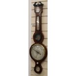 A George III mahogany wheel barometer marked Bradford, Newton Abbot H.95cm