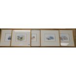 After J M W. Turner, 5 colour lithographs, Topographical scenes, 13 x 18cm