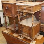 Two French marble top bedside cupboards H.80cm