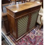 A Regency rosewood dwarf bookcase W.92cm