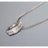 An Italian Gibi 750 white metal and diamond set pendant necklace, with Gibi box, pendant 25mm.