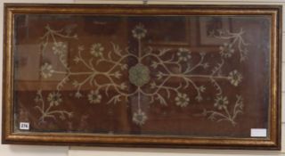 An Indian silk thread embroidered panel framed
