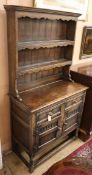 An oak dresser and rack W.92cm