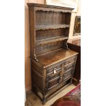 An oak dresser and rack W.92cm