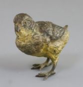 A 19th century Austrian cold painted bronze model of a fledgling, 3.5in.