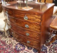 A Regency mahogany five drawer bowfront chest W.107cm