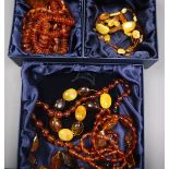 Mixed amber necklaces and bracelets.