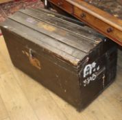 A Victorian domed top trunk W.99cm