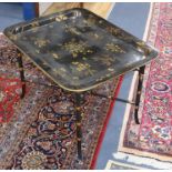 A Regency papier mache tray table, attributed to Clay w.77cm