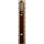 A late Victorian 'Miner's' stick barometer by Negretti & Zambra, London, in plain chamfered oak case