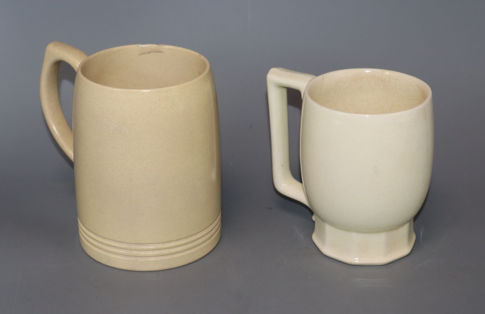 Keith Murray for Wedgwood, two tankards