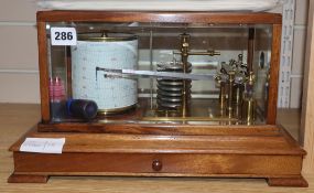 A Short & Mason, London mahogany cased brass barograph, with chart drawer 21cm high x 37cm wide