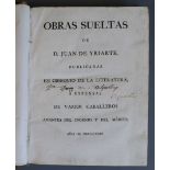 Yriarte, Juan de - Obras Sueltas de D. Juan de Yriarte, Publicadas en Obsequio de la Literatura, a