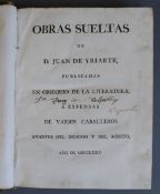 Yriarte, Juan de - Obras Sueltas de D. Juan de Yriarte, Publicadas en Obsequio de la Literatura, a