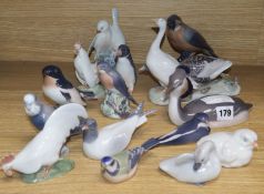 A collection of Royal Copenhagen birds