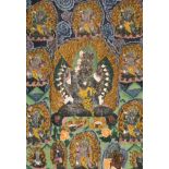 A thangka depicting a Buddhist wrathful deity, Tibet, first half 20th century, surrounded other