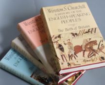 Churchill, W.S. - A History of the English Speaking Peoples, 1st edition, 4 vols, text maps, half