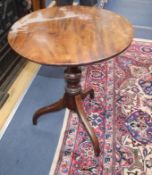 A George III circular mahogany tilt top tea table Diameter 55cm