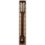 A Victorian oak stick barometer by R. Webster, London, with ivory scales H.100cm