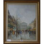 Denon, oil on canvas, Paris street scene, 50 x 40cm