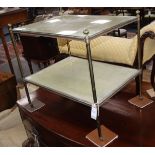 A tubular brass two tier occasional table W.63cm