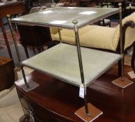 A tubular brass two tier occasional table W.63cm