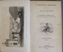 Kingston, William Henry Giles - Lusitanian Sketches of the Pen and Pencil, 2 vols, octavo, calf,