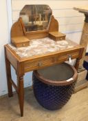 A French Art Deco style marble top dressing table W.83cm