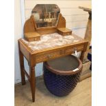 A French Art Deco style marble top dressing table W.83cm