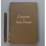 Pound, Ezra - Canzoni, 1st edition, original boards, with gilt titles, two thirds of spine