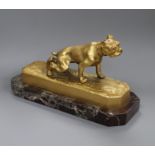 An Austrian gilt bronze of a bulldog signed Jarl 19.5 x 12cm