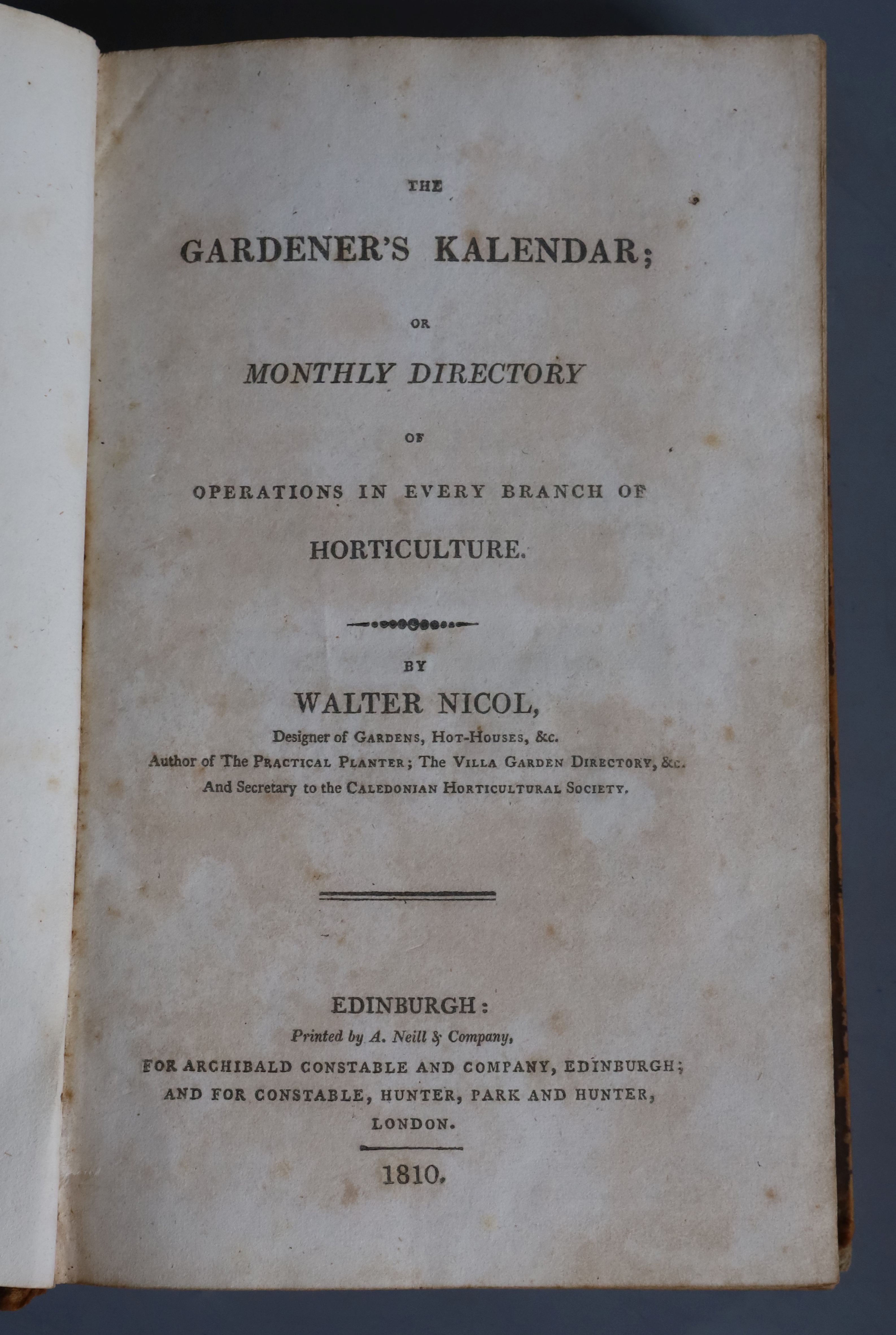 Nicol, Walter - The Gardener's Kalendar; or Monthly Directory of Operations in Every Branch of