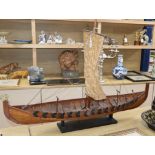 An oak model of Viking ship height 65cm length 94cm