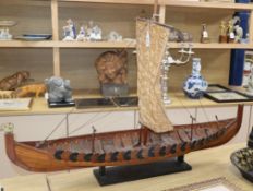 An oak model of Viking ship height 65cm length 94cm