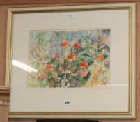 Graham Painter (XX-XXI century), Poppies and daisies in a meadow, signed l.l, dated 1991 on label