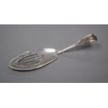 A George III silver fiddle and thread pattern fish slice, London, 1804, 30cm.