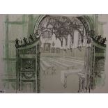 John Ward, limited edition print, Church interior, signed, 74/100, 55 x 72cm