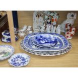 A large quantity of mixed porcelain including Staffordshire, Imari, blue and white, etc. tallest