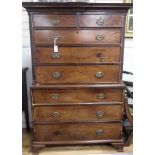 A George III mahogany chest on chest W.110cm