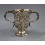 A George III later embossed silver two handled cup (a.f), William & James Priest, London, 1765 15.