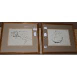 Pamela Kay, 2 drawings, Sleeping cat studies, signed, 22 x 29cm