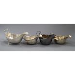 Four assorted 20th century silver sauceboats, 16.5 oz.