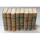 Captain Marryat - Travels and Adventures of Monsieur Voilet, 8vols, leather spine and corners,