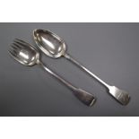 A Victorian provincial silver fiddle pattern basting spoon and a George IV silver spoon converted to