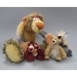 Lisa Durbach four Scruff Artist bears Tallest 40cm