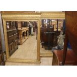 A pair of French giltwood and gesso overmantel mirrors H.139cm