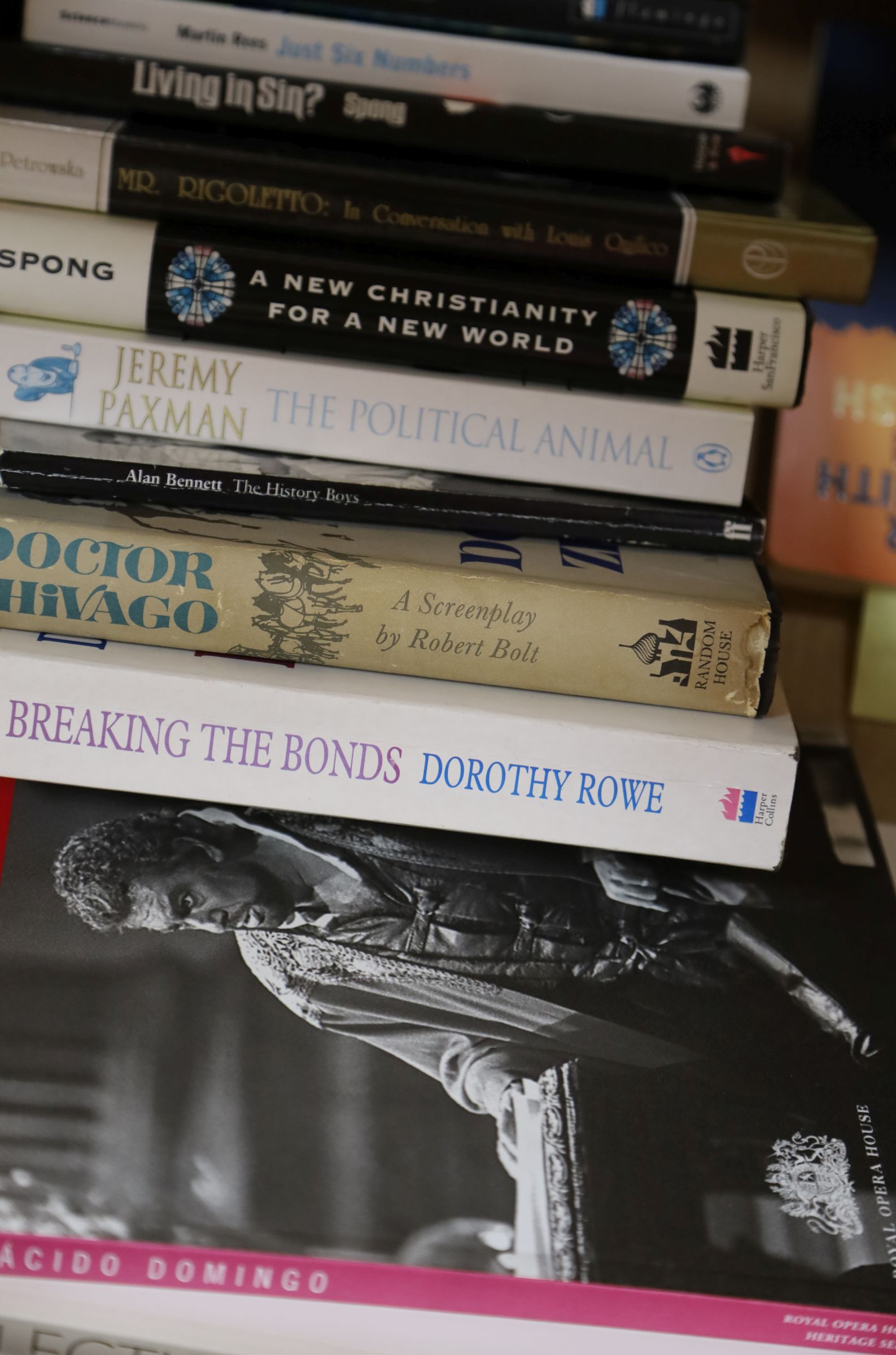 A collection of autographed books including Robert Bolt, Alan Bennett, Jonathan Miller, etc.