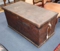 A 19th century rectangular camphorwood trunk W.100cm