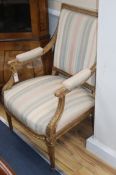 A pair of late 19th century French fruitwood fauteuil