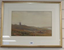 Vivian Rolt, watercolour, Windmill on Mill Hill, Shoreham by Sea, signed, 25 x 40cm